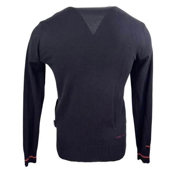 Charcoal Gray Striped Cardigan Sweater with V-neck - Picture 2 of 7